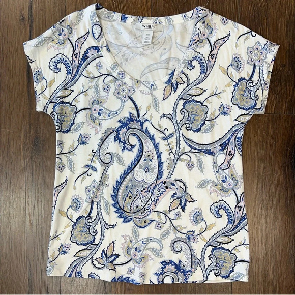 White House Black Market Tops - White House black market blue paisley tee SZ XXS